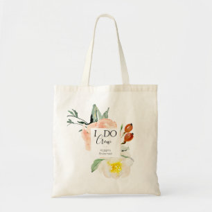 I Do Crew Pastel Watercolor Flowers Bridal Party Tote Bag