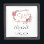I Do Crew Pink Floral Blush Pink Flowers Greenery  Gift Box<br><div class="desc">Personalise these gift boxes for your bridal party.  I Do Crew saying with Pink Flowers and Frame.</div>