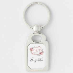 I Do Crew Pink Floral Blush Pink Flowers Greenery  Key Ring