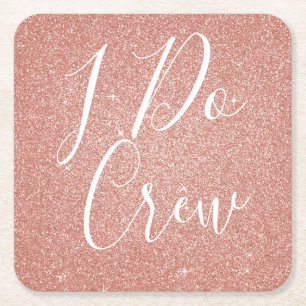 I Do Crew Pink Glitter Bachelorette Party Coaster