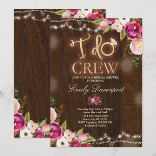 I Do Crew Rustic Bridal Shower Invitation Florals