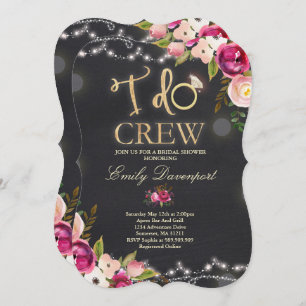 I Do Crew Rustic Bridal Shower Invitation Florals