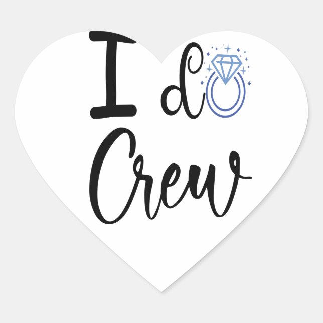 I Do Crew Wedding Bridal Shower Heart Sticker (Front)