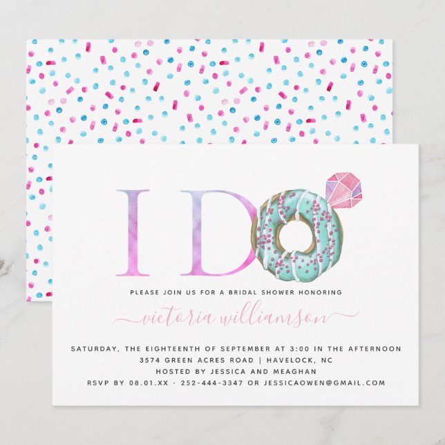 I Do | Doughnut Themed Bridal Shower Invitation (Front/Back)