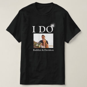 I DO Engagement Ring Couple Photo Name Minimalist T-Shirt
