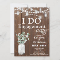 I DO Eucalyptus Mason Jar Elegant Engagement Party