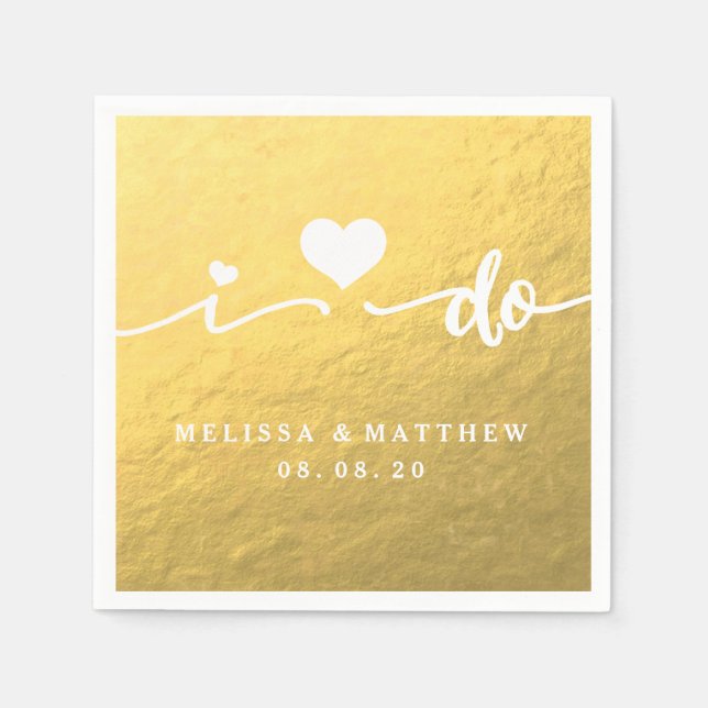 I Do Gold Glamour Wedding Paper Napkin (Front)