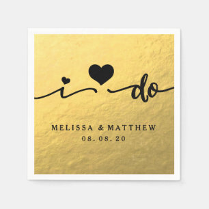 I Do Gold Glamour Wedding Paper Napkin