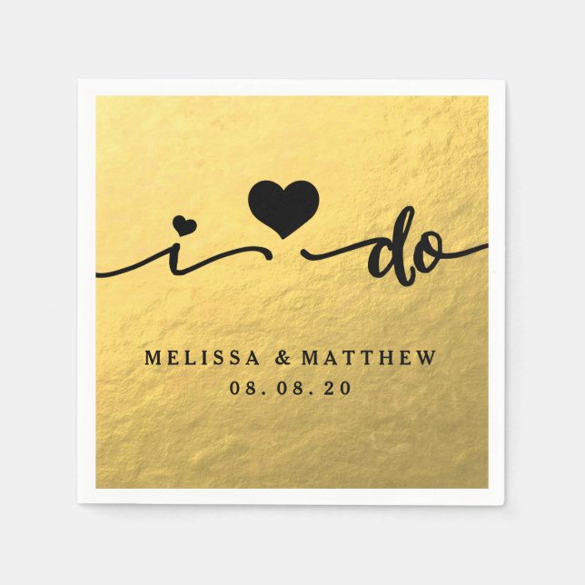 I Do Gold Glamour Wedding Paper Napkin (Front)