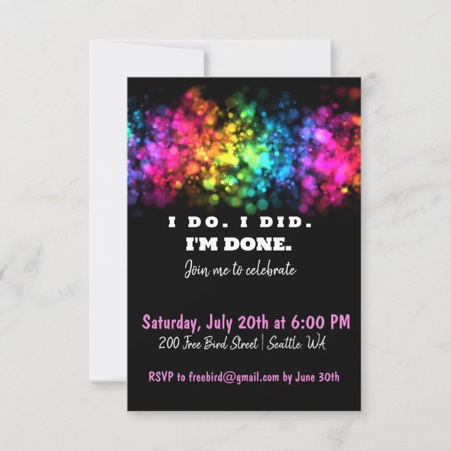 I Do. I Did. I'm Done, Funny and Colourful Divorce (Front)