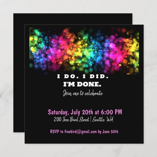 I Do. I Did. I'm Done, Funny and Colourful Divorce (Front/Back)