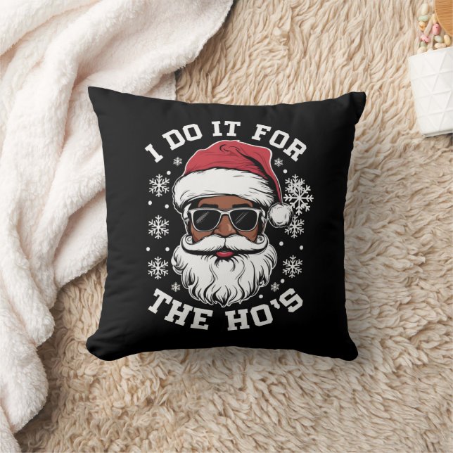 I Do It For The Hos Christmas African Santa  Cushion (Blanket)