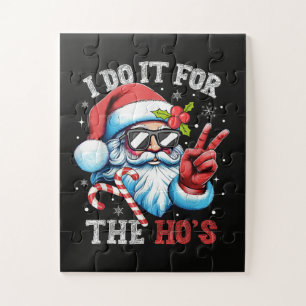 I Do It For The Ho's Funny Christmas Santa Jigsaw Puzzle