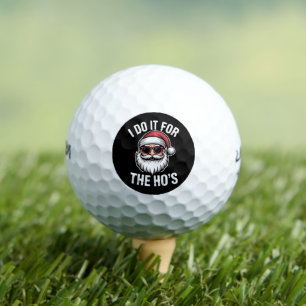 I Do It For The Hos Funny Christmas Santa Vintage Golf Balls