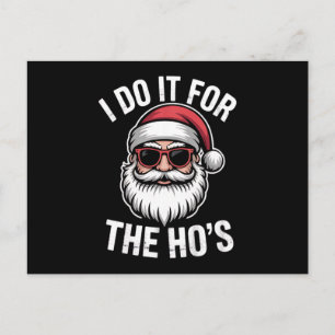 I Do It For The Hos Funny Christmas Santa Vintage Postcard