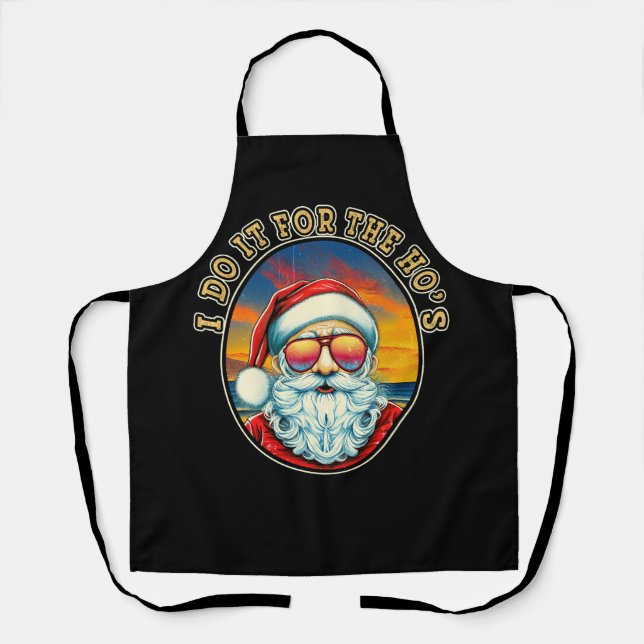 I Do it For The Ho's Santa Claus Sunglasses Christ Apron (Front)