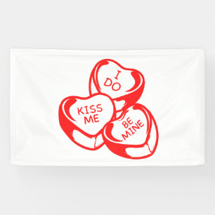 I Do Kiss Me Be Mine Valentine's Day 3x5 Vinyl Banner
