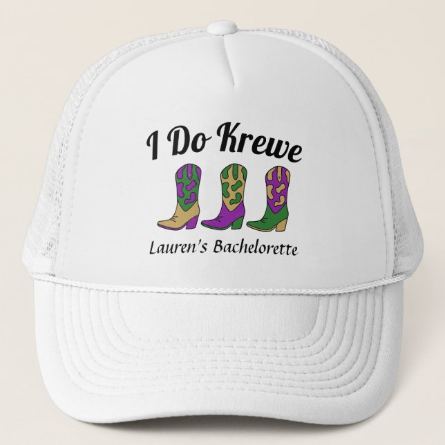 I Do Krewe Mardi Gras Bachelorette Trucker Hat (Front)