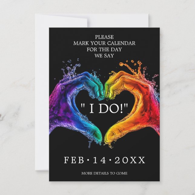 🌈❤️I DO LGBTQ Heart of Pride wedding Save The Date (Front)