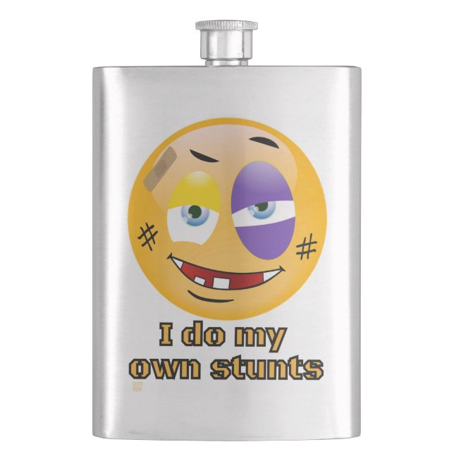 "I DO MY OWN STUNTS " funny          Hip Flask (Front)