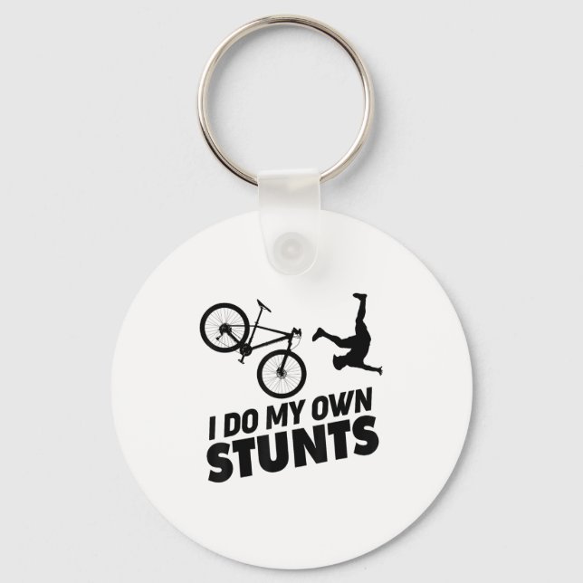I Do My Own Stunts Funny Mountain Bike  Key Ring (Front)