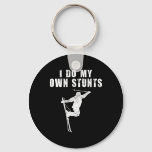 I Do My Own Stunts Funny Ski Skiing Winter Sports Key Ring