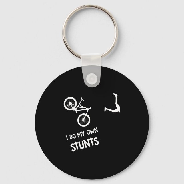 I Do My Own Stunts Mountain Bike Key Ring (Front)
