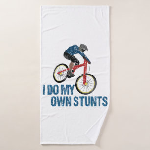 I Do My Own Stunts Mountain Biker Vintage Bath Towel