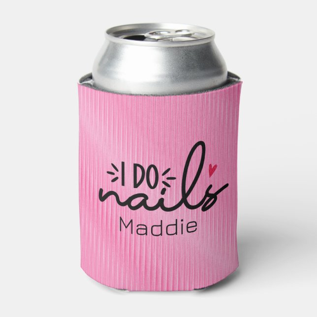 I Do Nails Red Heart Personalised   Can Cooler (Can Front)