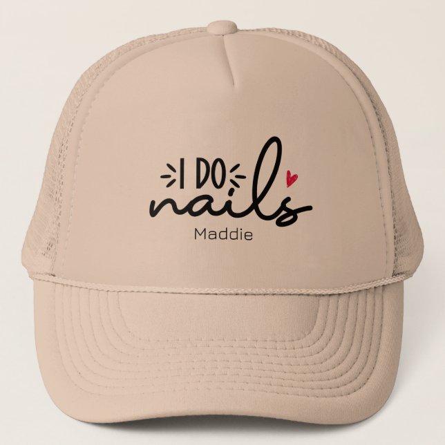 I Do Nails Red Heart Personalised   Trucker Hat (Front)