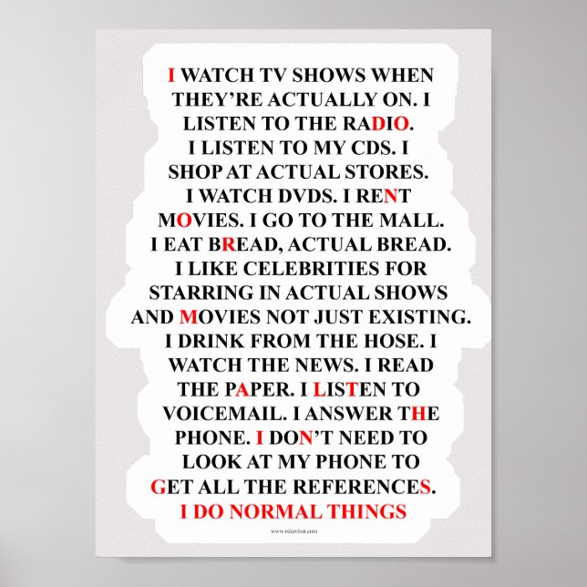 I Do Normal Things Funny List Poster (Front)