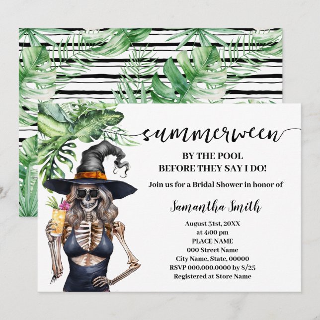 I do Party by the Pool Summerween Bridal Shower Invitation (Front/Back)