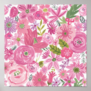 I Do Pink Watercolor Floral Pattern Poster