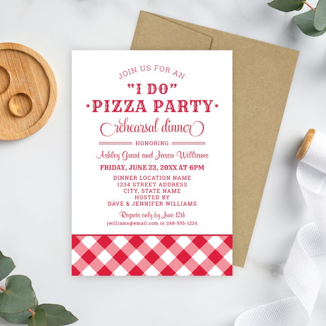 I Do Pizza Party Red Rehearsal Dinner Invitation (Creator Uploaded)