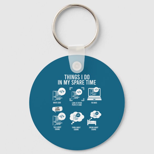 I Do Things Spare Time Scientist Computer Key Ring (Front)
