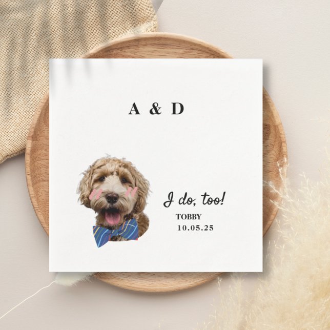I Do Too Cute Cat Dog Photo Wedding Monogram  Napkin (Creator Uploaded)