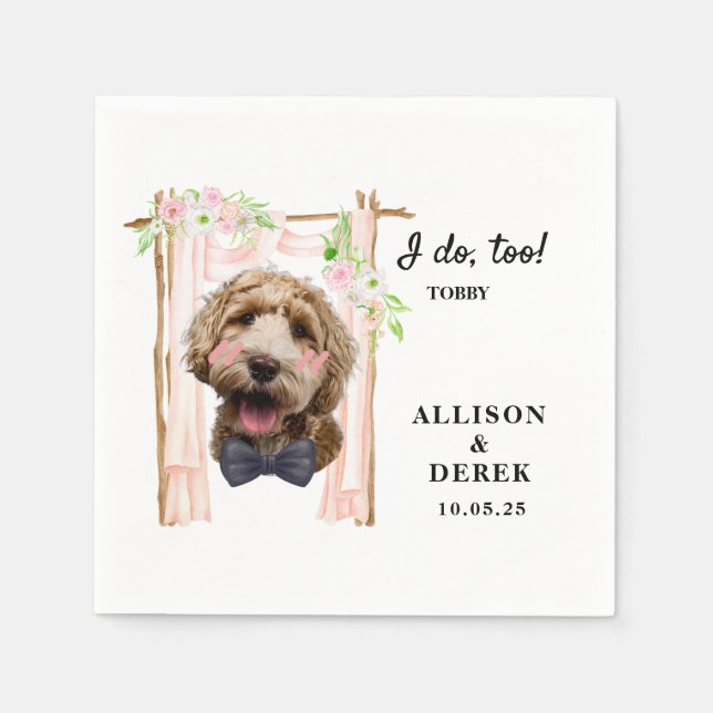 I Do Too Cute Personalised Cat Dog Photo Wedding Napkin (Front)