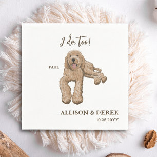 I Do Too Dog Portraits Goldendoodle Wedding Napkin