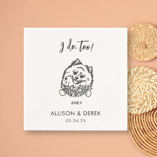 I Do Too Pet Cute Pomeranian Dog Wedding Cocktail Napkin