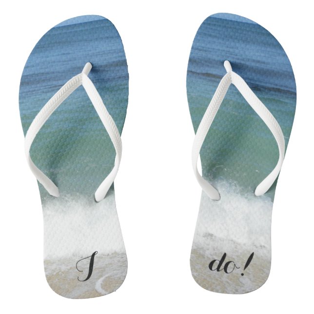 "I Do" Tropical Beach Flip Flops (Footbed)