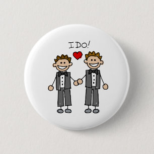 I Do Two grooms 6 Cm Round Badge