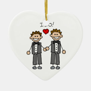 I Do Two grooms Ceramic Tree Decoration
