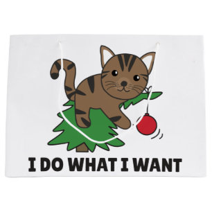 I Do What I Want A Funny Christmas Cat Large Gift  Bag