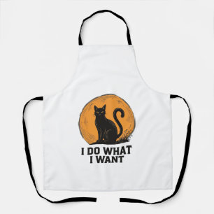 I Do What I Want Black Cat Vintage Shirt Design_1 Apron