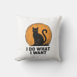I Do What I Want Black Cat Vintage Shirt Design_1 Cushion