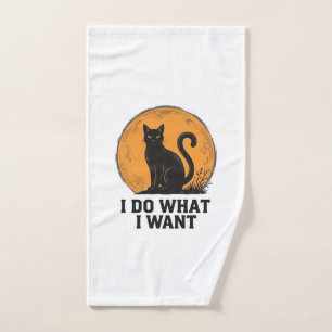 I Do What I Want Black Cat Vintage Shirt Design_1 Hand Towel