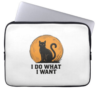I Do What I Want Black Cat Vintage Shirt Design_1 Laptop Sleeve