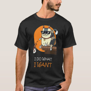 I Do What I Want Cat Coffee Black Cat Red Cup 10 T-Shirt