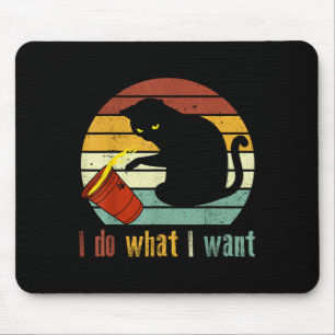 I Do What I Want Cat Coffee Black Cat Red Cup Funn Mouse Mat