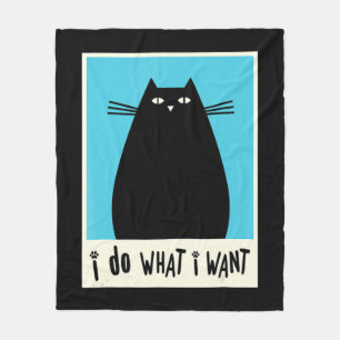 I Do What I Want Cat Kitty Lover Japanese Cat Kawa Fleece Blanket
